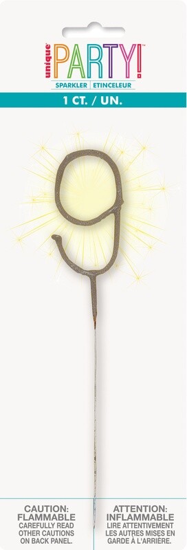 Number &#39;9&#39; Sparkler Candle, 7&quot;