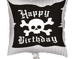 Pirate Birthday Foil Balloon Black And White 18&quot;