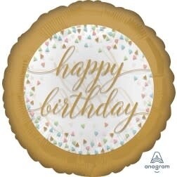 Happy Birthday Gold Trim Foil Balloon 18&quot;
