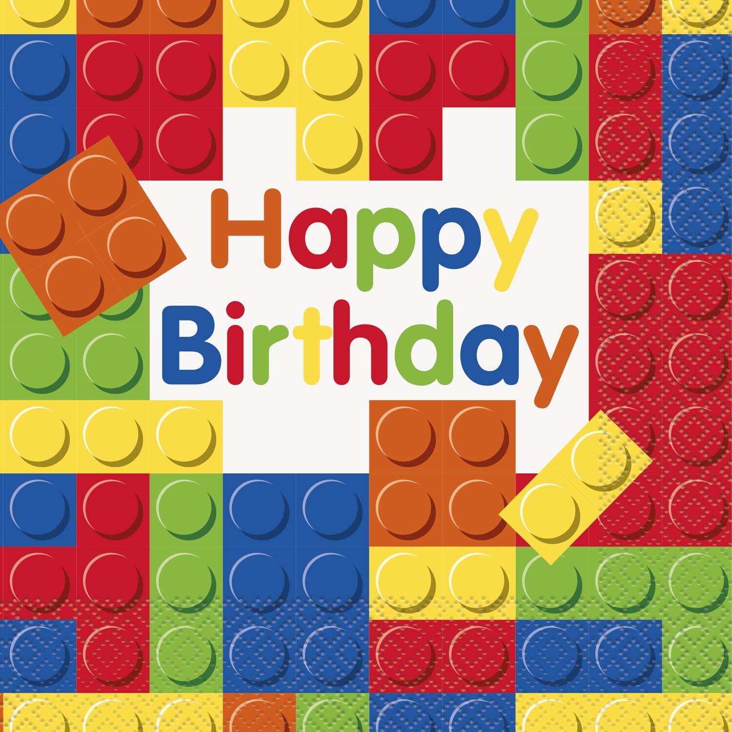 &#39;Happy Birthday!&#39; Lego Blocks Luncheon Napkins
