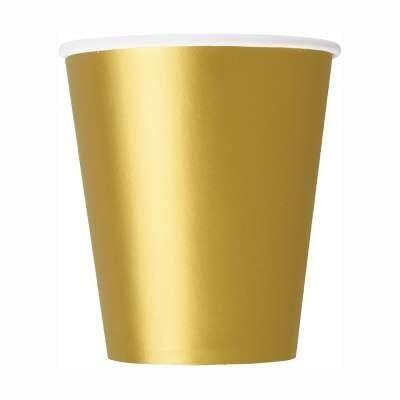 Gold Paper Cups 8ct,  9oz