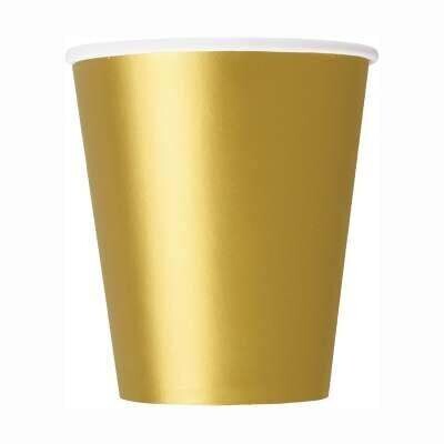 Gold Paper Cups 8ct, 9oz