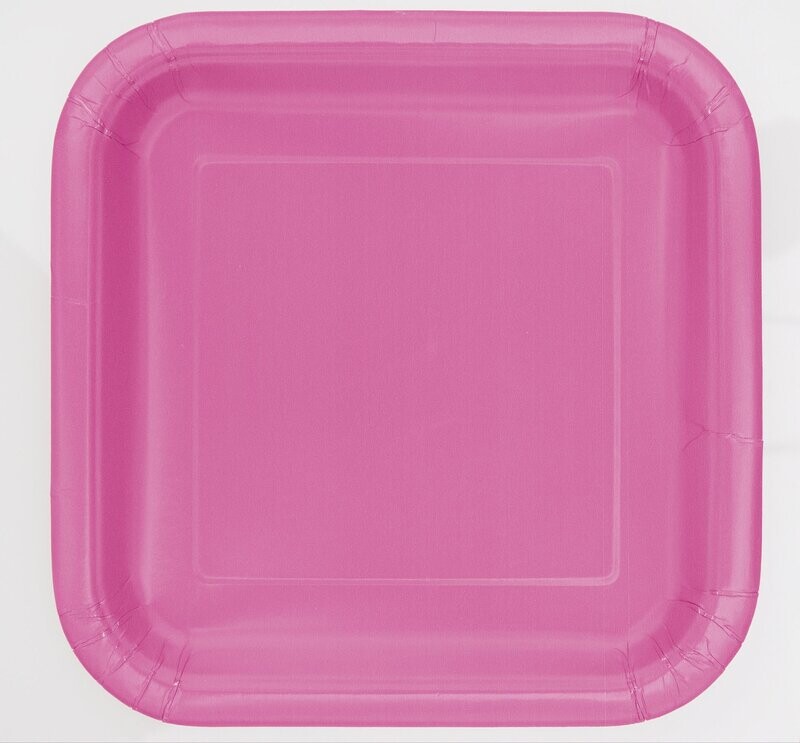 Hot Pink 7&quot; Square Plates, 16ct