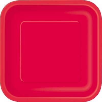 Red Square 7&quot; Plates, 16ct