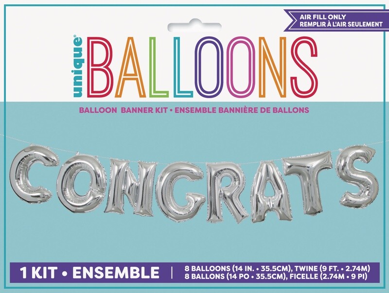 Congrats Air Balloon Banner 9ft