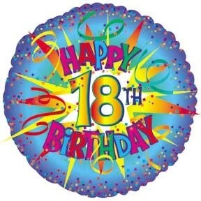 &#39;Happy 18th Birthday&#39; Star Burst Foil Balloon 18&quot;