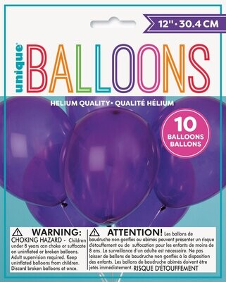 12&quot; Latex Balloons 10ct - Amethyst Purple