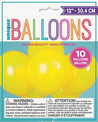 12&quot; Latex Balloons 10ct - Yellow