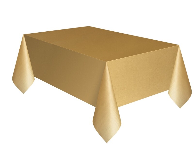 Gold Plastic Rectangle Tablecloth, 54&quot; x 108&quot;