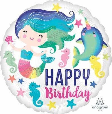 Mermaid And Narwhal Foil Balloon 18&quot;