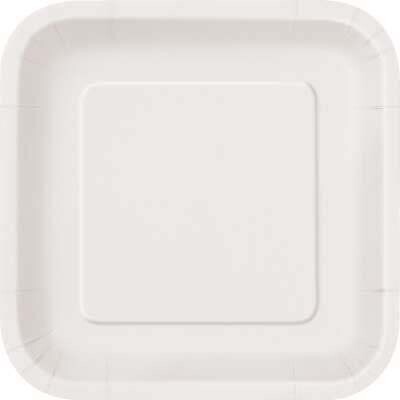 Bright White 9&quot; Square Plates, 14ct