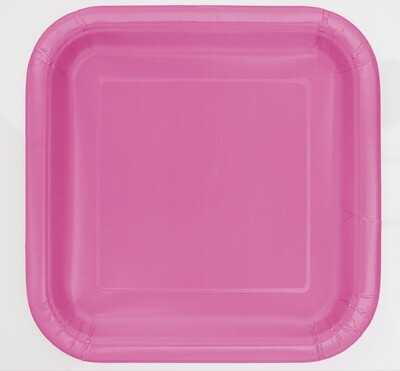 Hot Pink 9&quot; Square Plates, 14ct