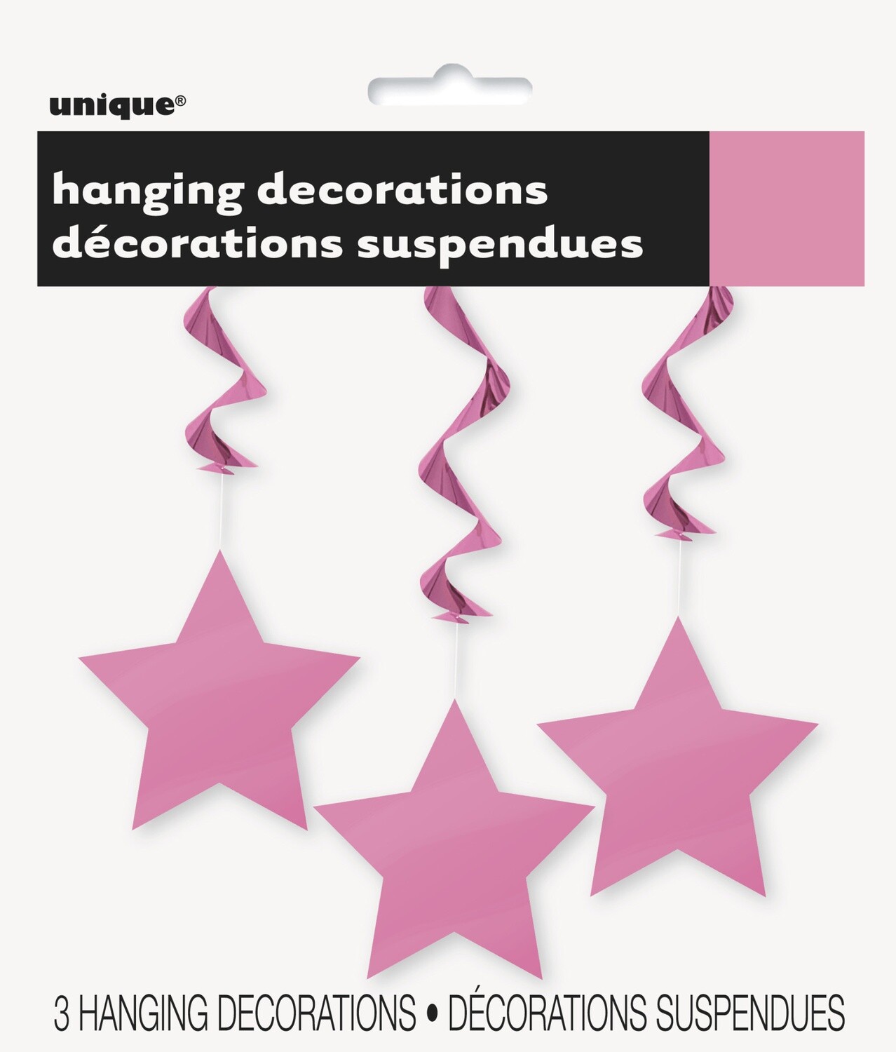 Hot Pink Star Hanging Decorations 3ct