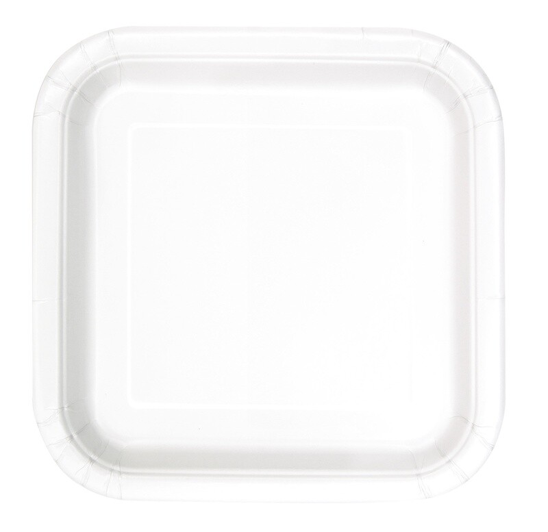 Bright White 7&quot; Square Plates, 16ct