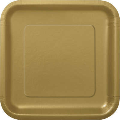 Gold 9&quot; Square Plates, 14ct