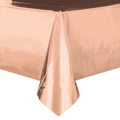 Rose Gold Foil Rectangular Plastic Table Cover 54&quot;x108&quot;