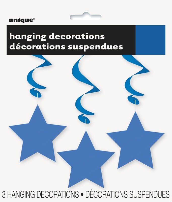 Royal Blue Star Hanging Decorations 3ct