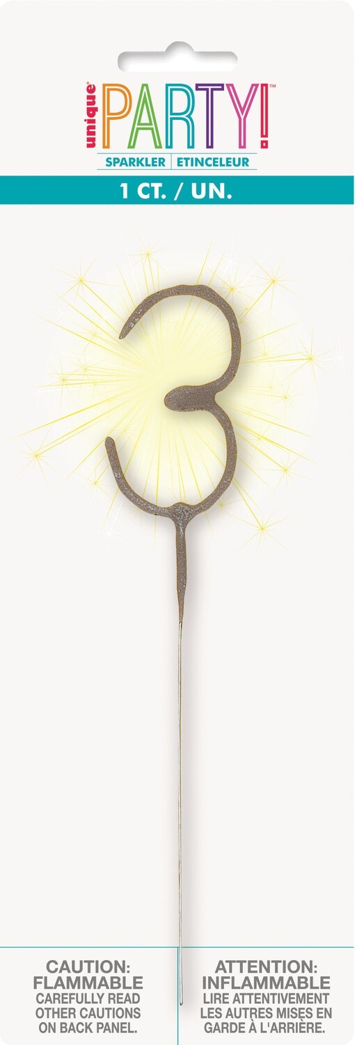Number &#39;3&#39; Sparkler Candle, 7&quot;