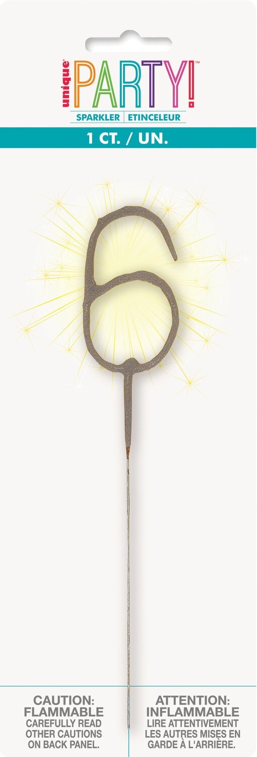 Number &#39;6 &#39;Sparkler Candle, 7&quot;