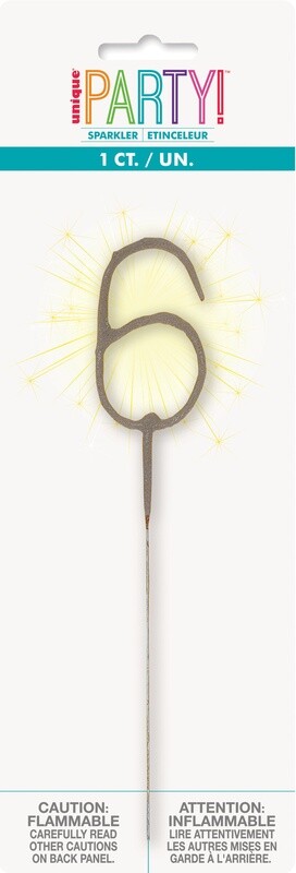 Number &#39;6 &#39;Sparkler Candle, 7&quot;