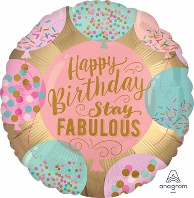 &#39;Happy Birthday Stay Fabulous&#39; Foil Balloon 18&quot;