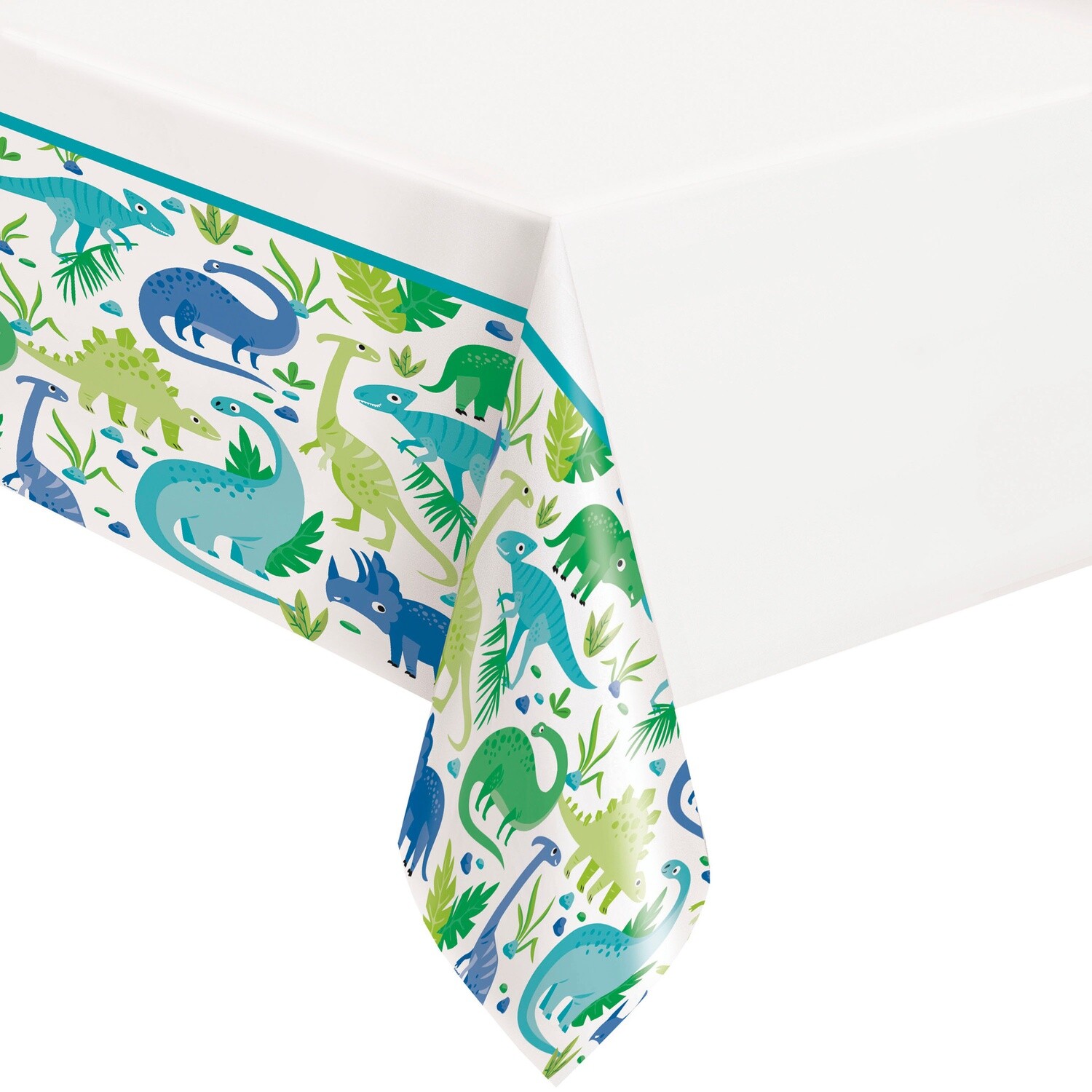 Blue &amp; Green Dinosaur Plastic Table Cover 54&quot;x84&quot;
