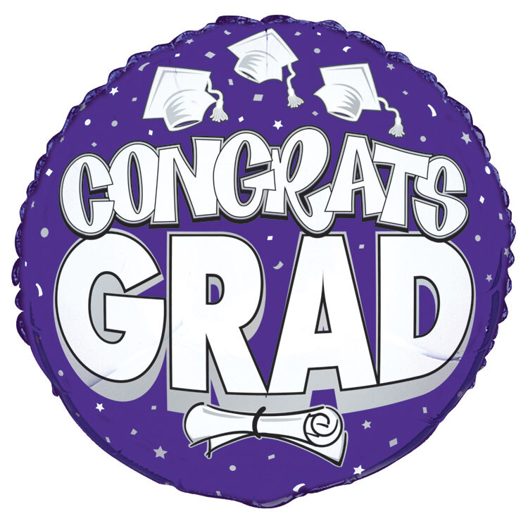 18&quot; Purple &quot;Congrats Grad&quot; Mylar with Diploma (discontinued)