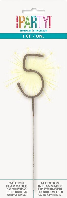 Number &#39;5&#39; Sparkler Candle, 7&quot;