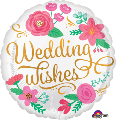 Wedding Wishes Flowers Foil Balloom 18&quot;