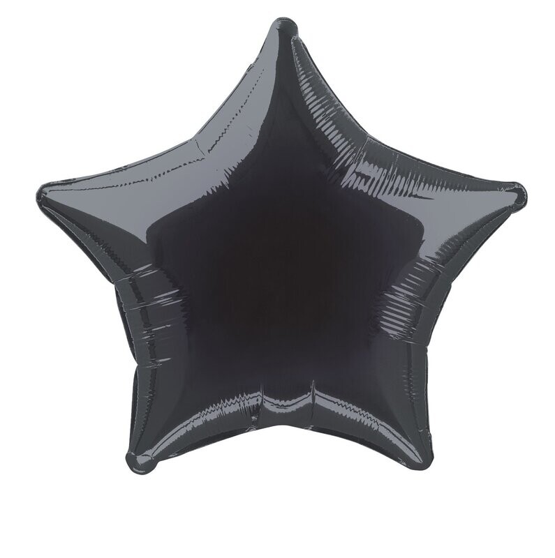 Black Solid Star Foil Balloon 18&quot;  Packaged