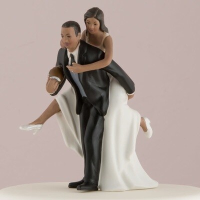 Bride and Groom Football Cake Topper