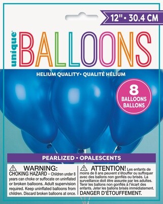 12&quot; Latex Pearized Balloons 8ct - Sapphire Blue