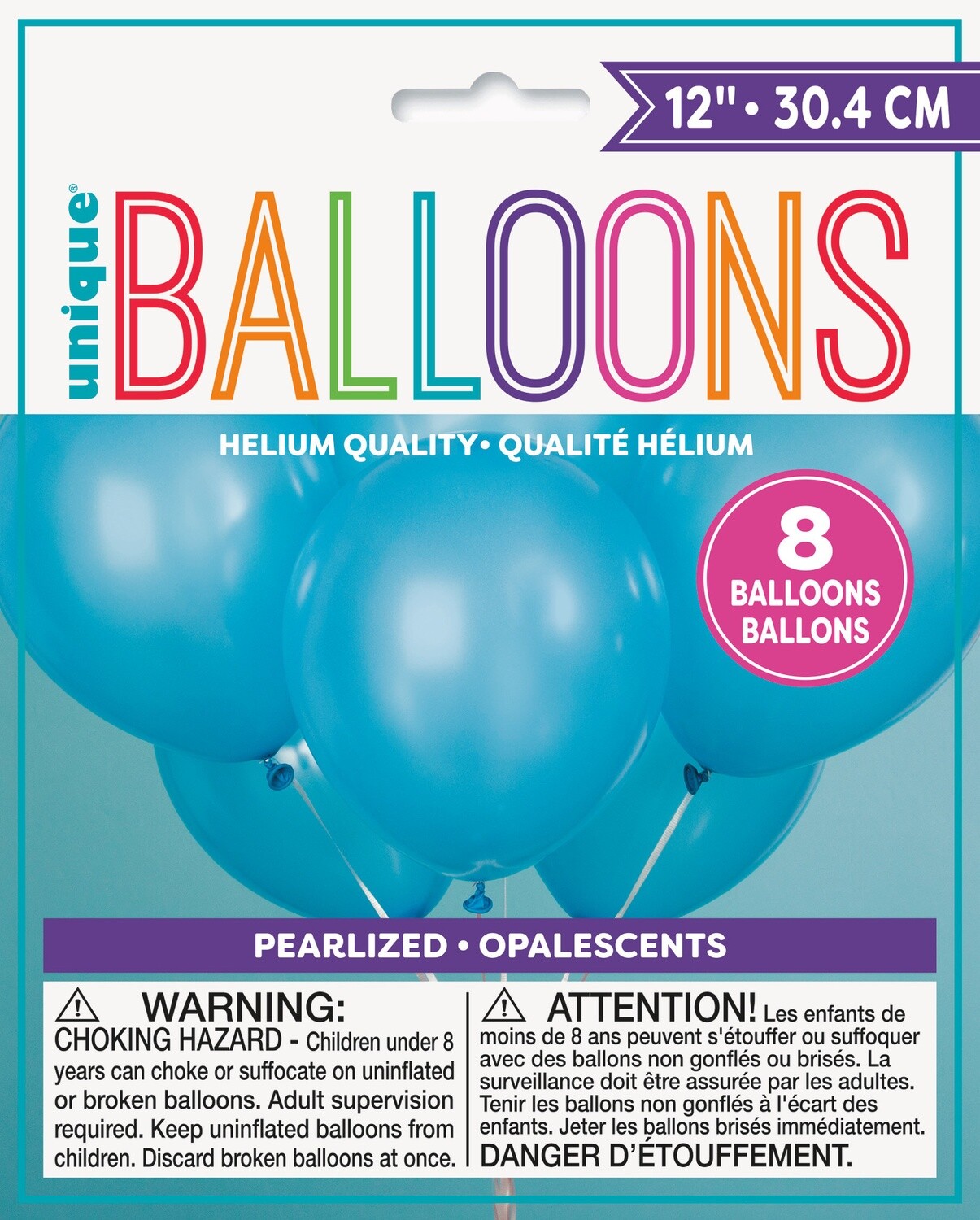 Powder Blue Pearlized Latex Balloon 8 pk