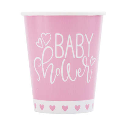 Pink Hearts Baby Shower 9oz Paper Cups 8ct