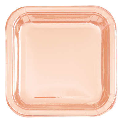 Rose Gold Square Plates 8ct, 7&quot;