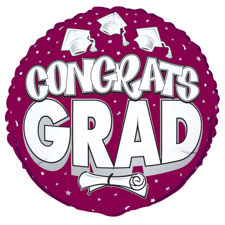 18&quot; Burgundy &quot;Congrats Grad&quot; Mylar with Diploma (discontinued)