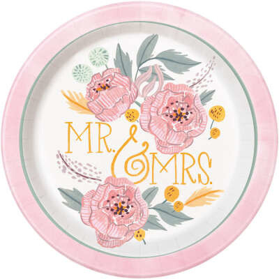 Painted Floral Round 9&quot; Dinner Plates 8ct