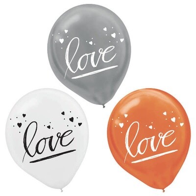 Gold, Silver and White &#39;Love&#39; 12&quot; Latex Balloons 15 pk