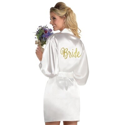 &#39;Bride&#39; White Satin Robe