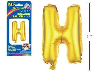 Gold Letter H Balloon (14&quot; Air Filled)