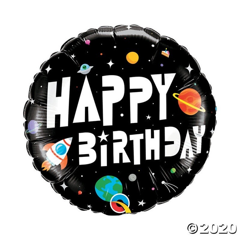 &#39;Happy Birthday&#39; Space Themed Foil Balloon 18&quot;
