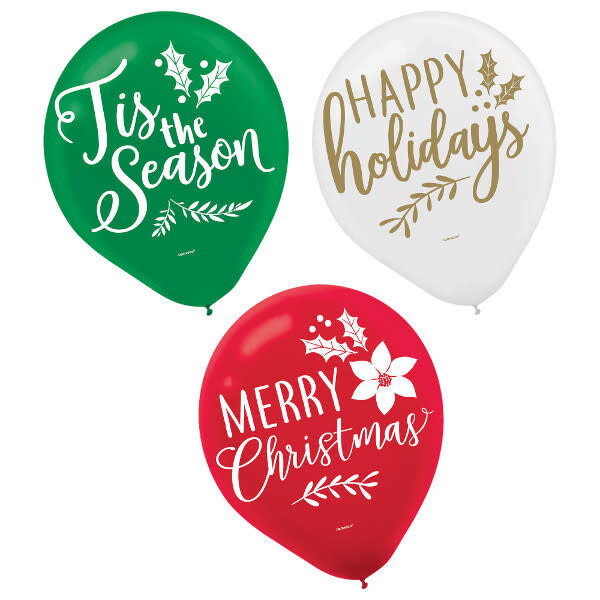 Traditional Christmas Balloons 15pk