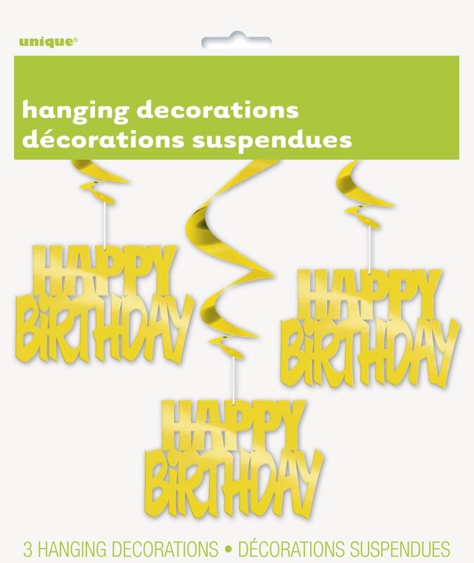 Gold Happy Birthday Swirls 3ct
