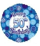 Blue 50th Birthday Mylar Balloon 18&quot;