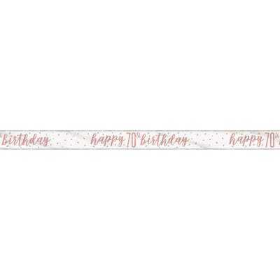 Glitz Rose Gold 70th Birthday Banner 9FT