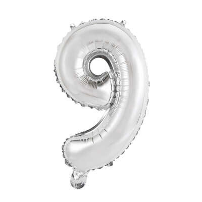 Silver Number 9 Balloon (14&quot; Air Filled)