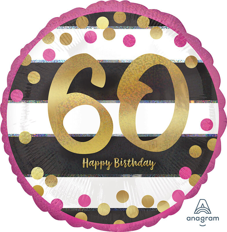Pink and Gold 60th 18&quot; Foil Balloon