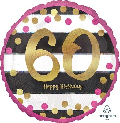 Pink and Gold 60th 18&quot; Foil Balloon