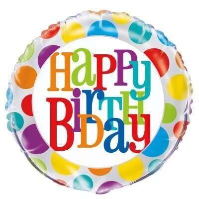 Rainbow Dot Happy Birthday Foil Balloon 18&quot;