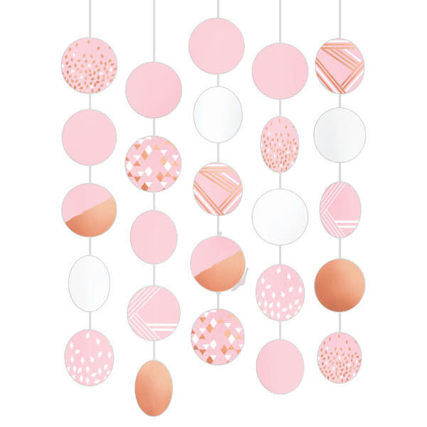 Rose Gold Blush Hanging Circle Decorations 5ct